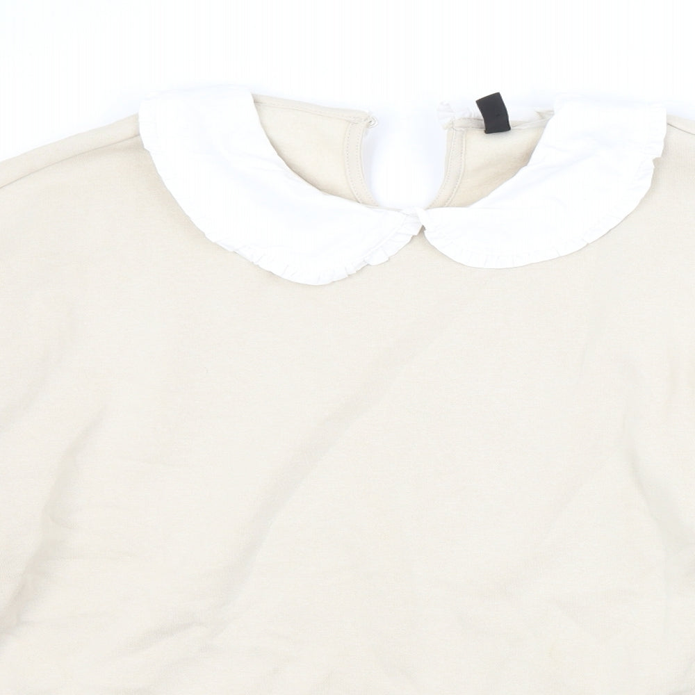 H&M Womens Beige Crew Neck  Cotton Pullover Jumper Size M