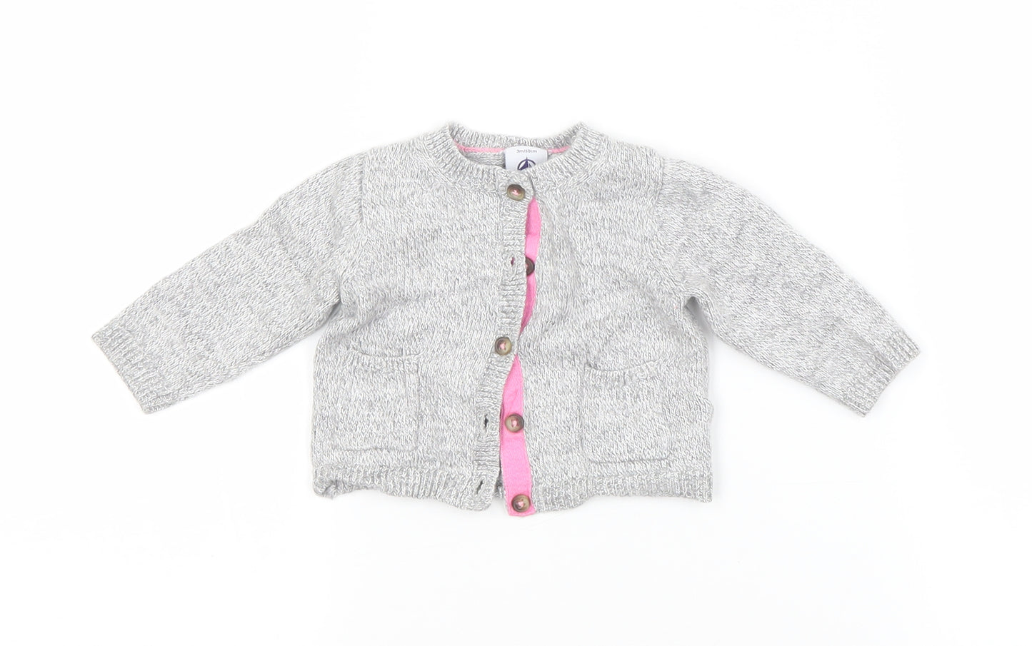 Preworn Baby Grey  Wool Cardigan Jumper Size 3-6 Months