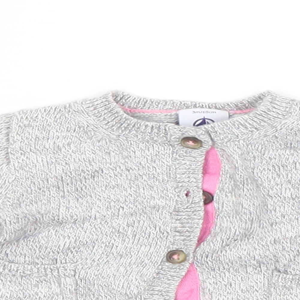 Preworn Baby Grey  Wool Cardigan Jumper Size 3-6 Months