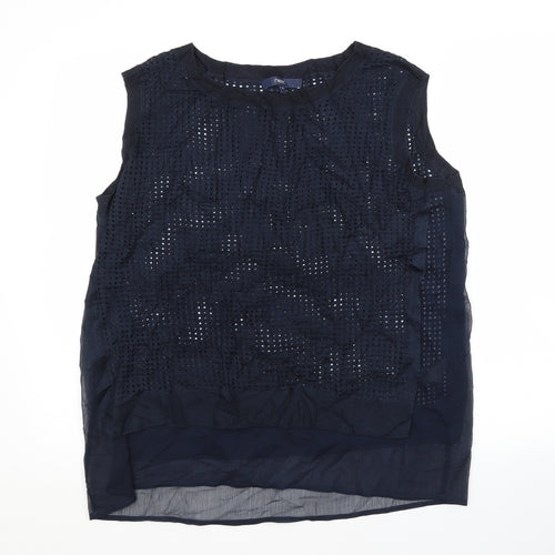 NEXT Womens Blue  Viscose Basic Blouse Size 14 Crew Neck