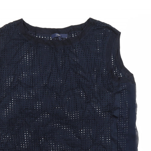 NEXT Womens Blue  Viscose Basic Blouse Size 14 Crew Neck