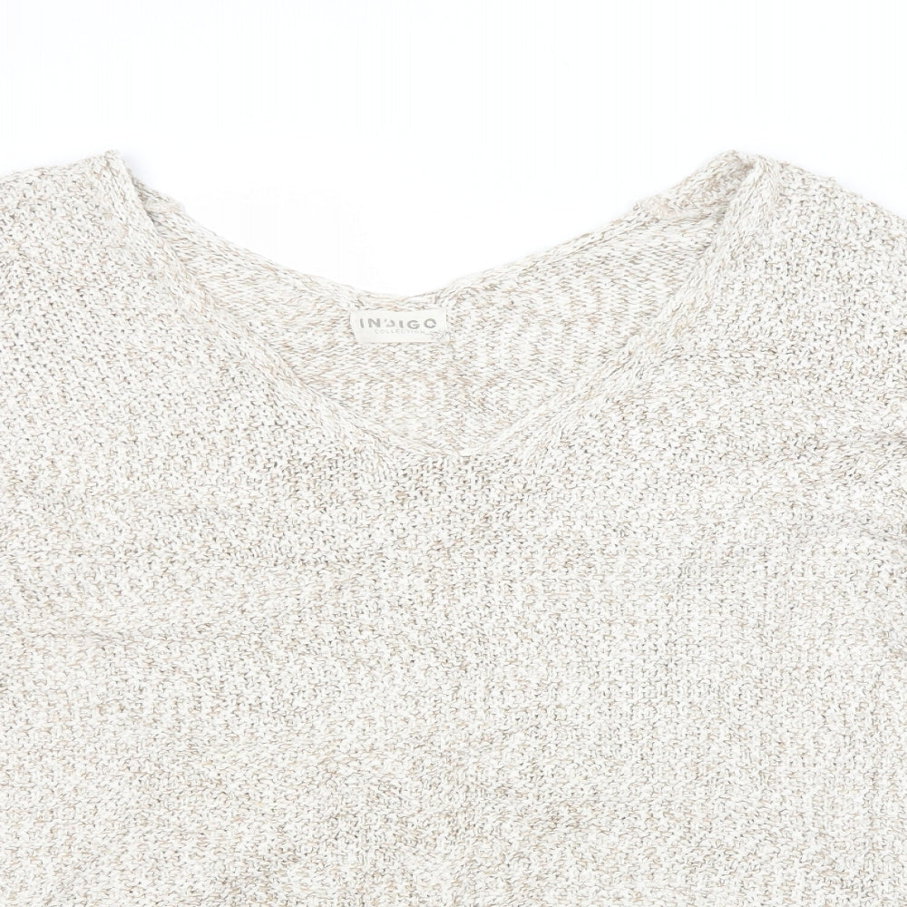 M&S Womens Beige Scoop Neck  Cotton Pullover Jumper Size 14