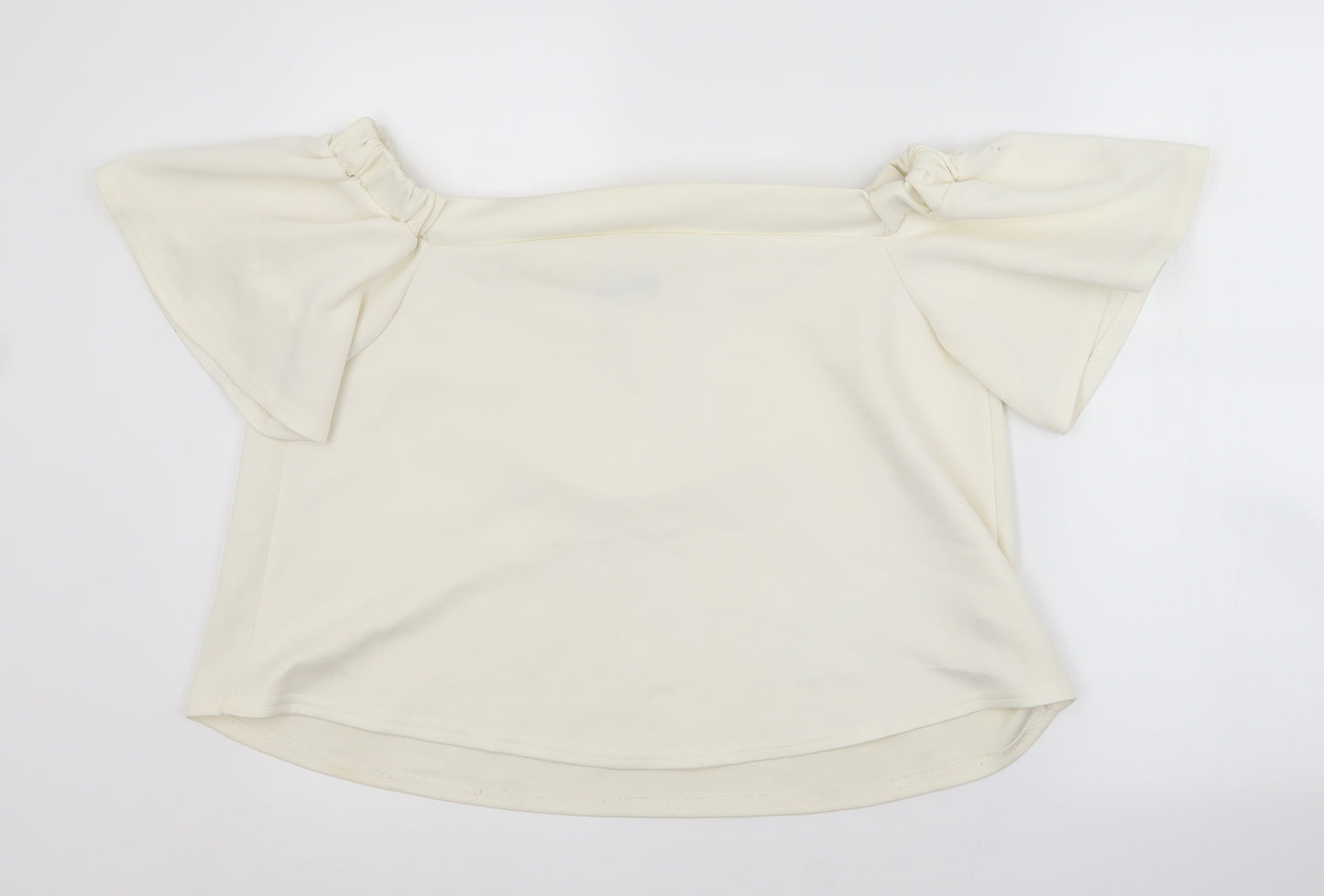 Boohoo Womens White  Polyester Basic Blouse Size 12 Boat Neck