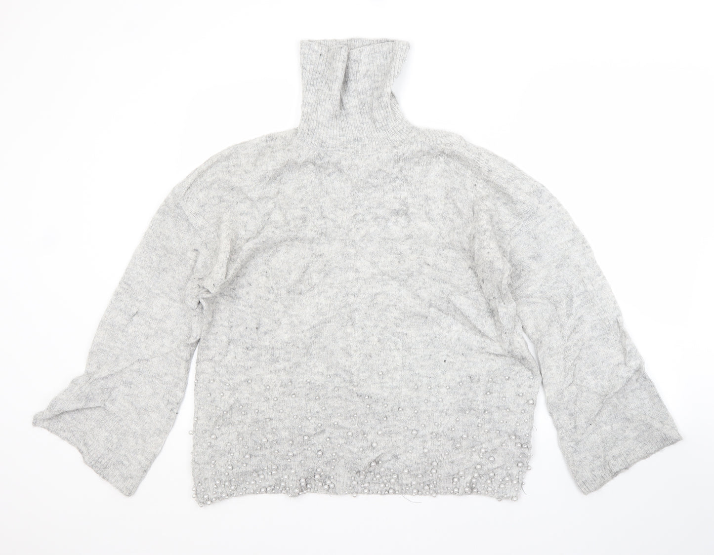 NEXT Womens Grey Roll Neck  Acrylic Pullover Jumper Size 16