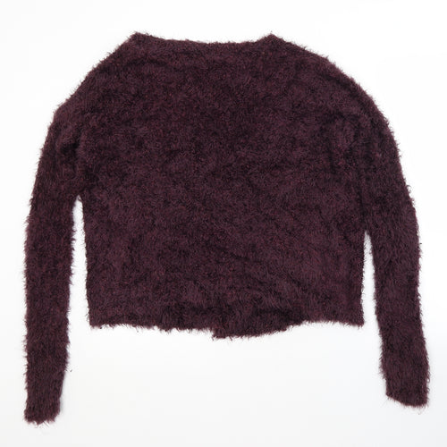 Topshop Womens Purple V-Neck  Nylon Cardigan Jumper Size 10