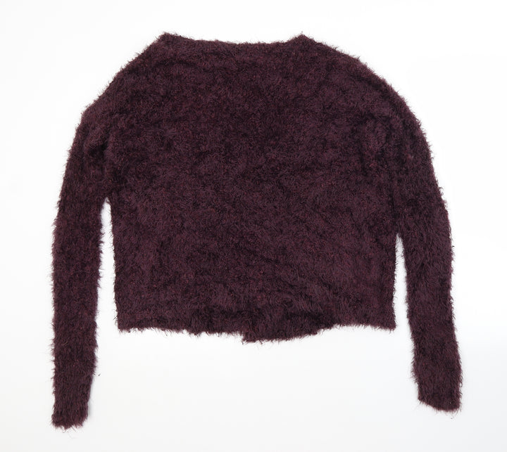 Topshop Womens Purple V-Neck  Nylon Cardigan Jumper Size 10