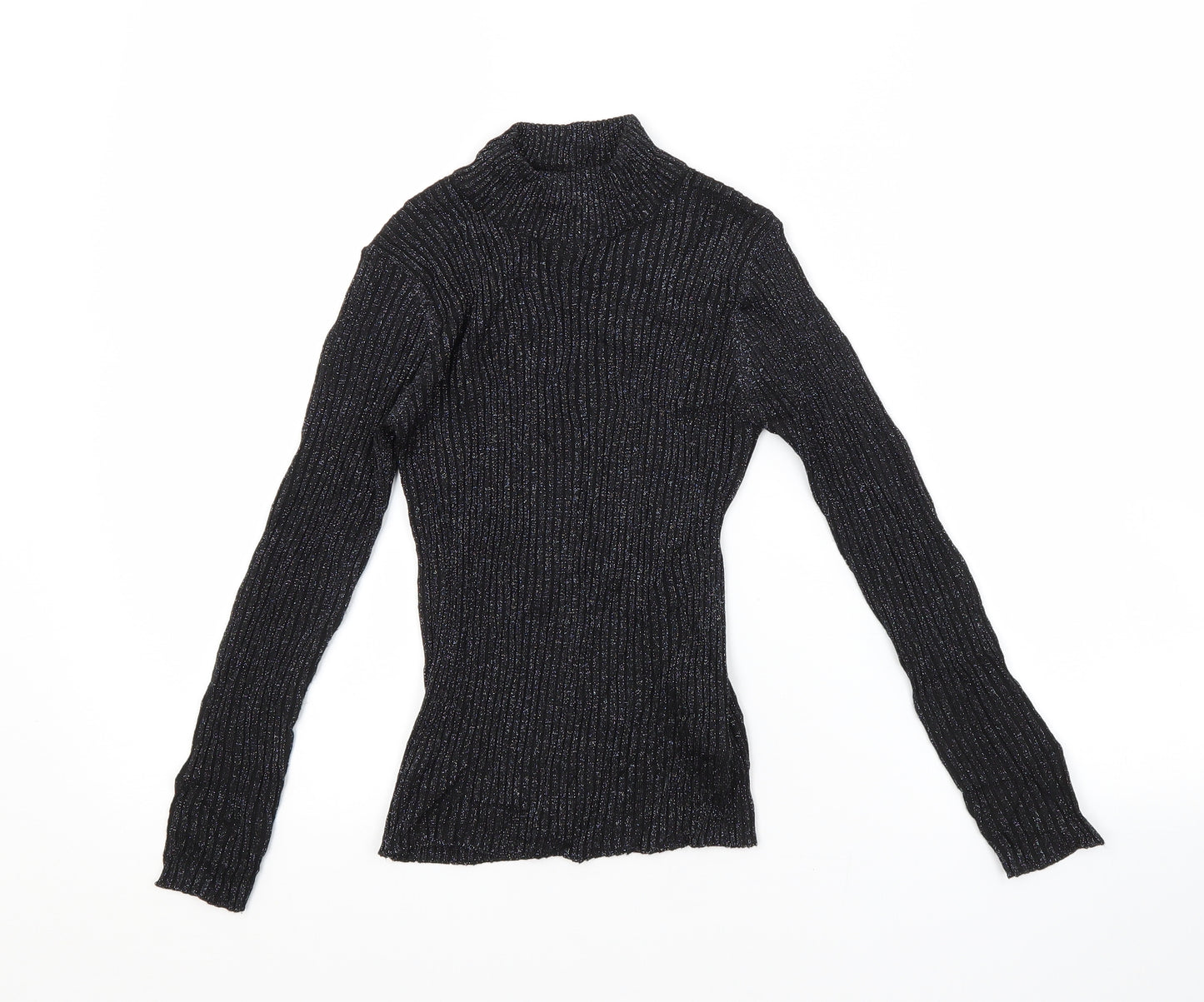 NEXT Girls Blue Crew Neck Striped Viscose Pullover Jumper Size 8 Years