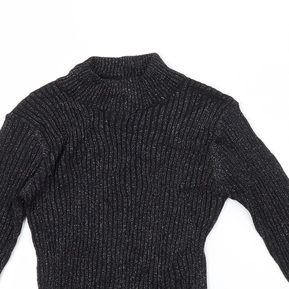 NEXT Girls Blue Crew Neck Striped Viscose Pullover Jumper Size 8 Years