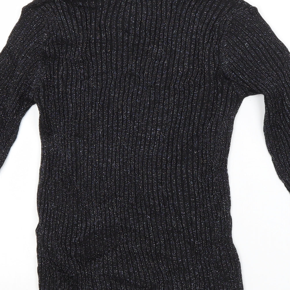 NEXT Girls Blue Crew Neck Striped Viscose Pullover Jumper Size 8 Years