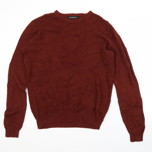Cedar Wood State Mens Brown Crew Neck  Acrylic Pullover Jumper Size S