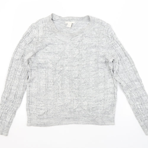 H&M Womens Grey Crew Neck  Acrylic Pullover Jumper Size M