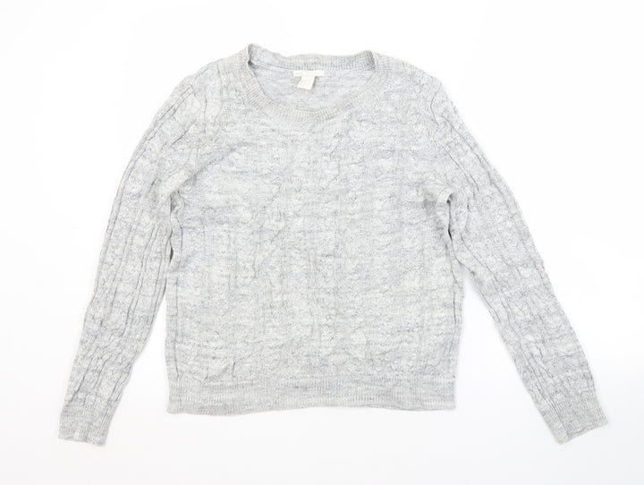 H&M Womens Grey Crew Neck Acrylic Pullover Jumper Size M