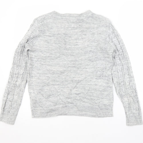 H&M Womens Grey Crew Neck  Acrylic Pullover Jumper Size M