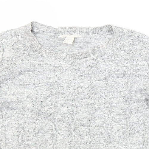 H&M Womens Grey Crew Neck  Acrylic Pullover Jumper Size M
