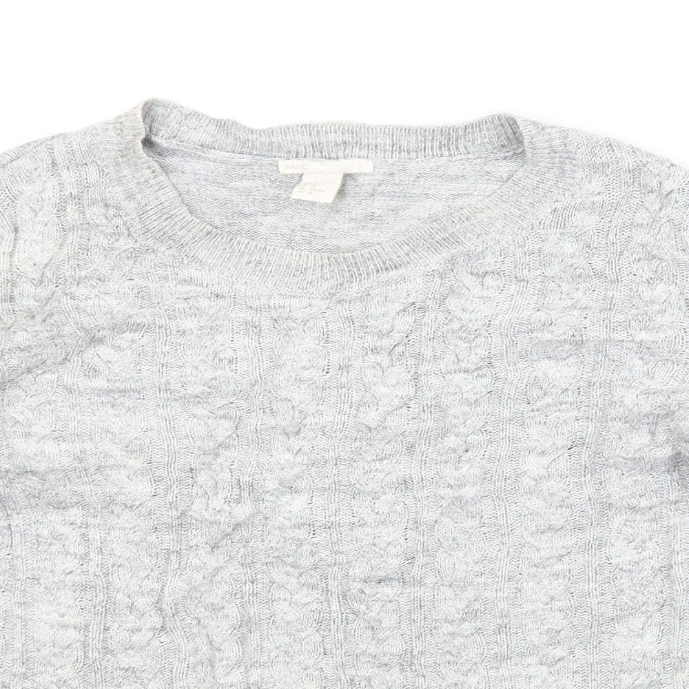 H&M Womens Grey Crew Neck  Acrylic Pullover Jumper Size M