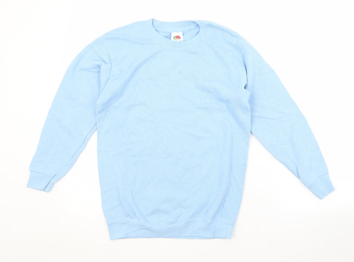 Fruit of the Loom Boys Blue Crew Neck  Cotton Pullover Jumper Size 10-11 Years
