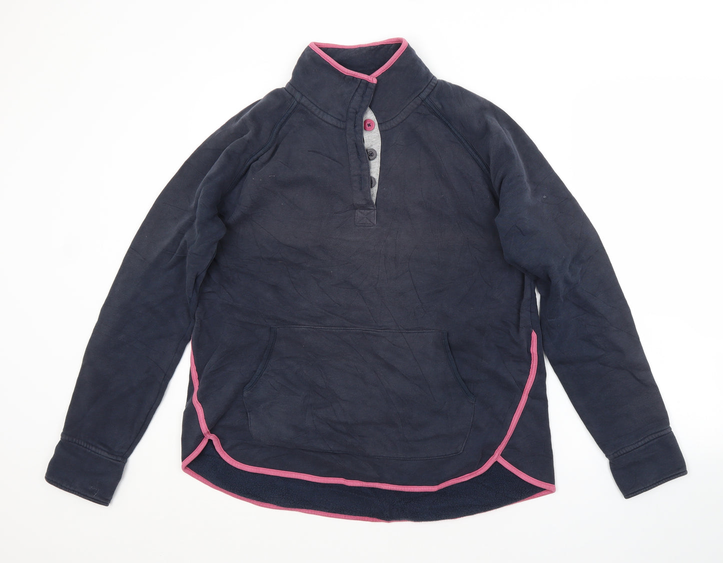 TU Womens Blue Collared  Cotton Pullover Jumper Size 14