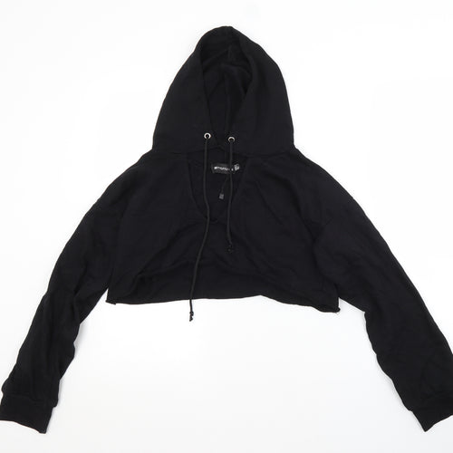 PRETTYLITTLETHING Womens Black  Cotton Pullover Hoodie Size 8