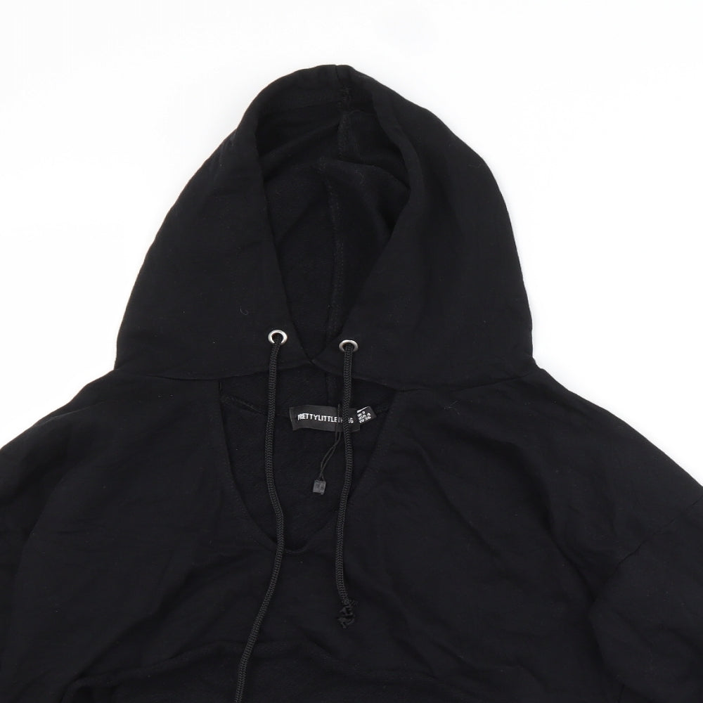 PRETTYLITTLETHING Womens Black  Cotton Pullover Hoodie Size 8
