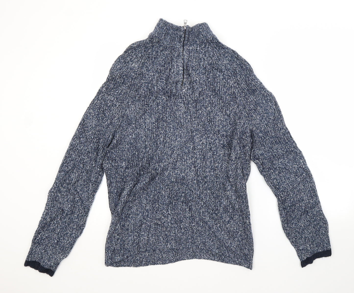 M&S Mens Blue High Neck  Acrylic Pullover Jumper Size L