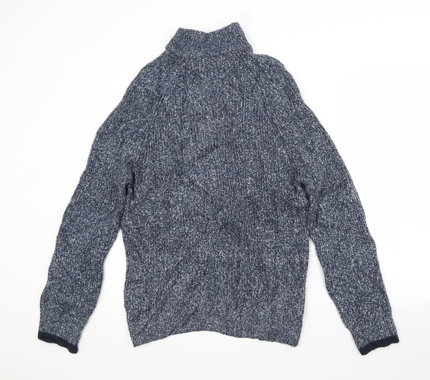 M&S Mens Blue High Neck  Acrylic Pullover Jumper Size L