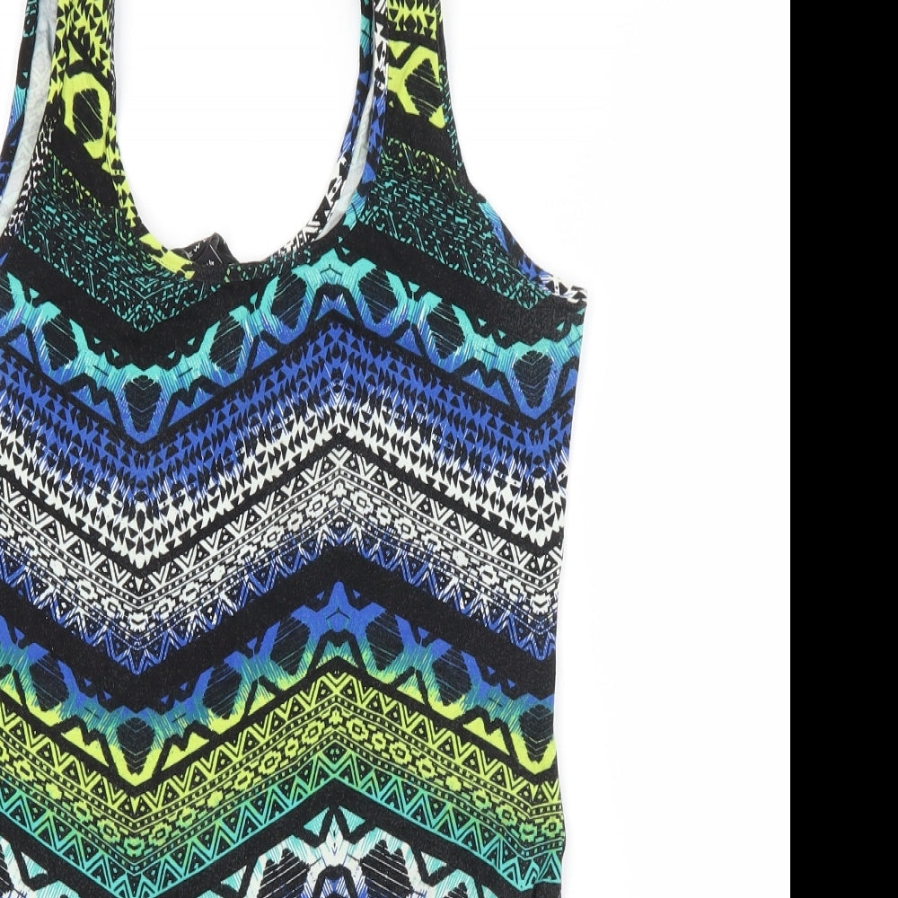 New Look Womens Multicoloured Argyle/Diamond Cotton Unitard One-Piece Size 14