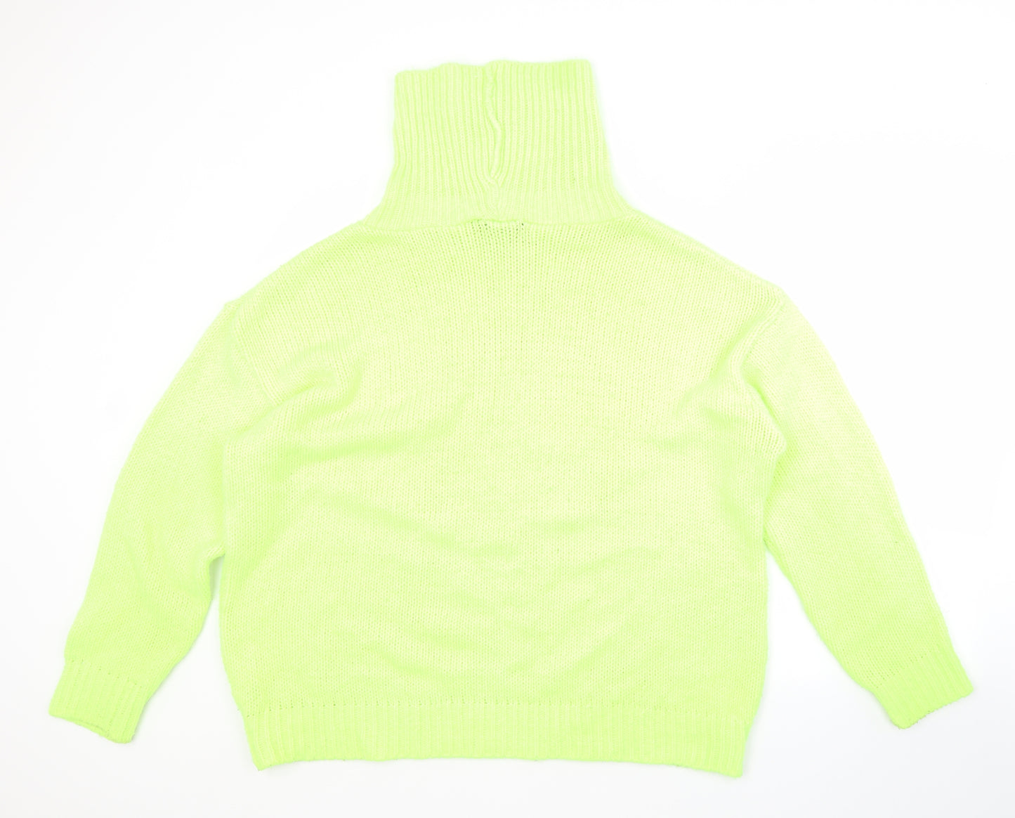 PRETTYLITTLETHING Womens Green Roll Neck  Acrylic Pullover Jumper Size L