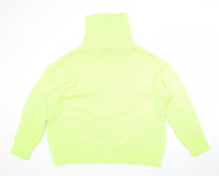 PRETTYLITTLETHING Womens Green Roll Neck  Acrylic Pullover Jumper Size L