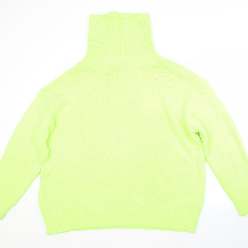 PRETTYLITTLETHING Womens Green Roll Neck  Acrylic Pullover Jumper Size L