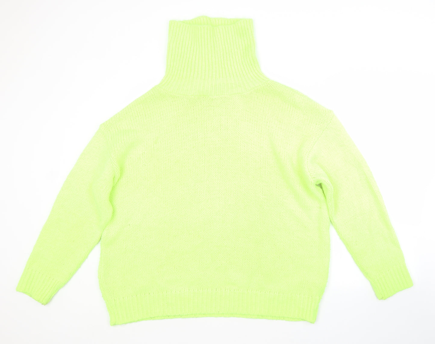 PRETTYLITTLETHING Womens Green Roll Neck  Acrylic Pullover Jumper Size L
