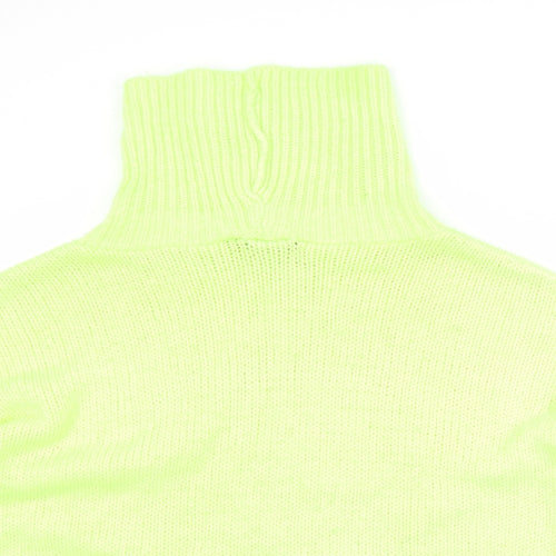 PRETTYLITTLETHING Womens Green Roll Neck  Acrylic Pullover Jumper Size L