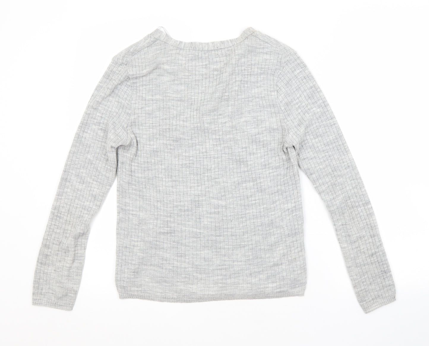 Atmosphere Womens Grey V-Neck Striped Acrylic Pullover Jumper Size 14