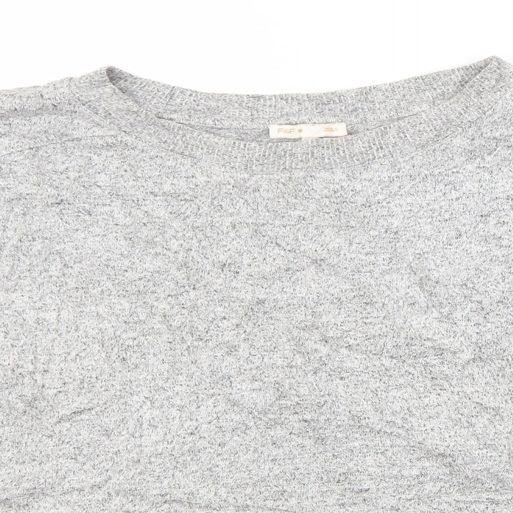 F&F Womens Grey Crew Neck  Viscose Pullover Jumper Size 14