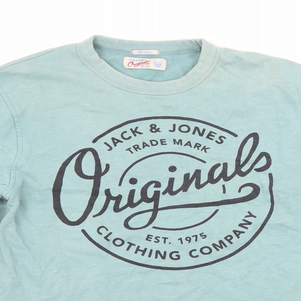 JACK & JONES Mens Blue  Cotton Pullover Sweatshirt Size S