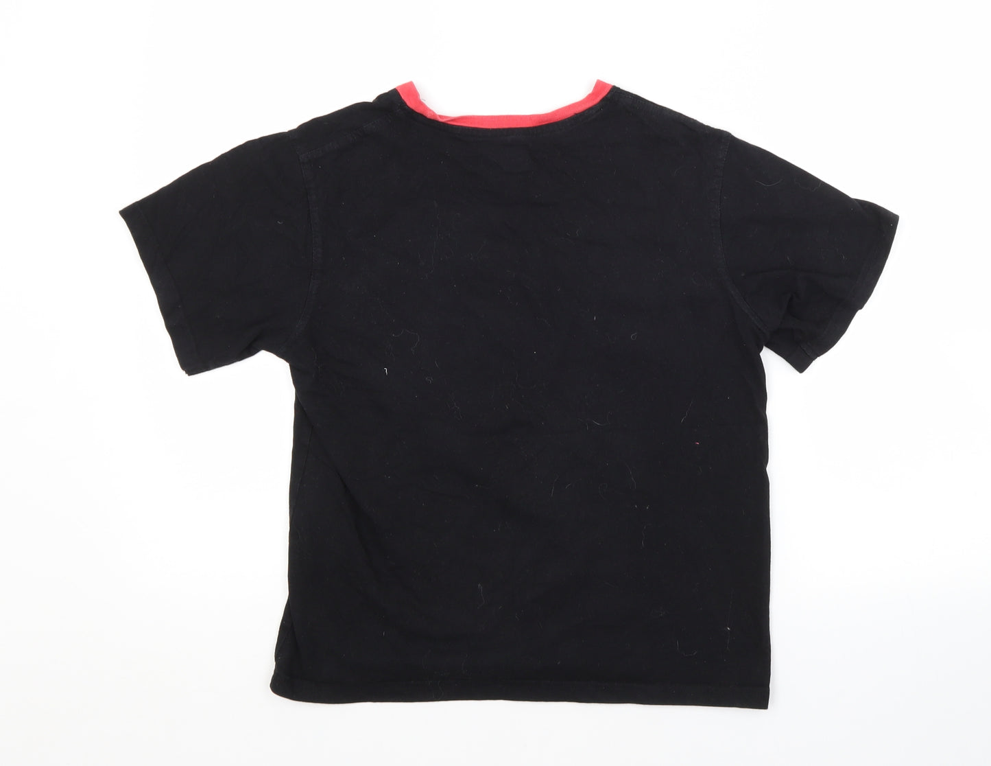 Preworn Womens Black  Cotton Basic T-Shirt Size 12 Crew Neck