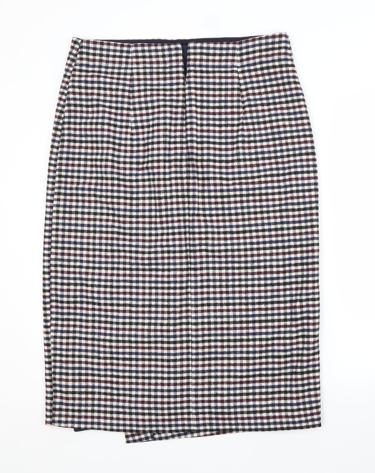 M&S Womens Multicoloured Check Acrylic Straight & Pencil Skirt Size 16
