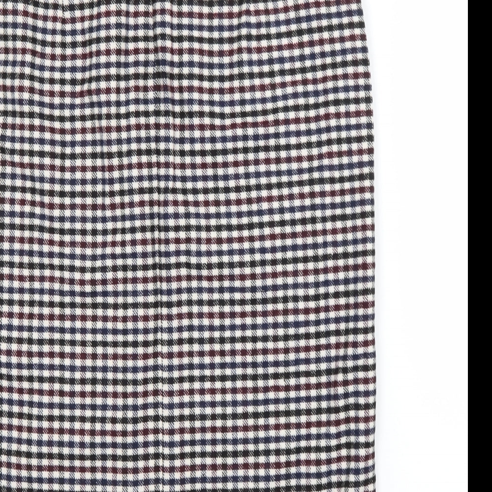 M&S Womens Multicoloured Check Acrylic Straight & Pencil Skirt Size 16