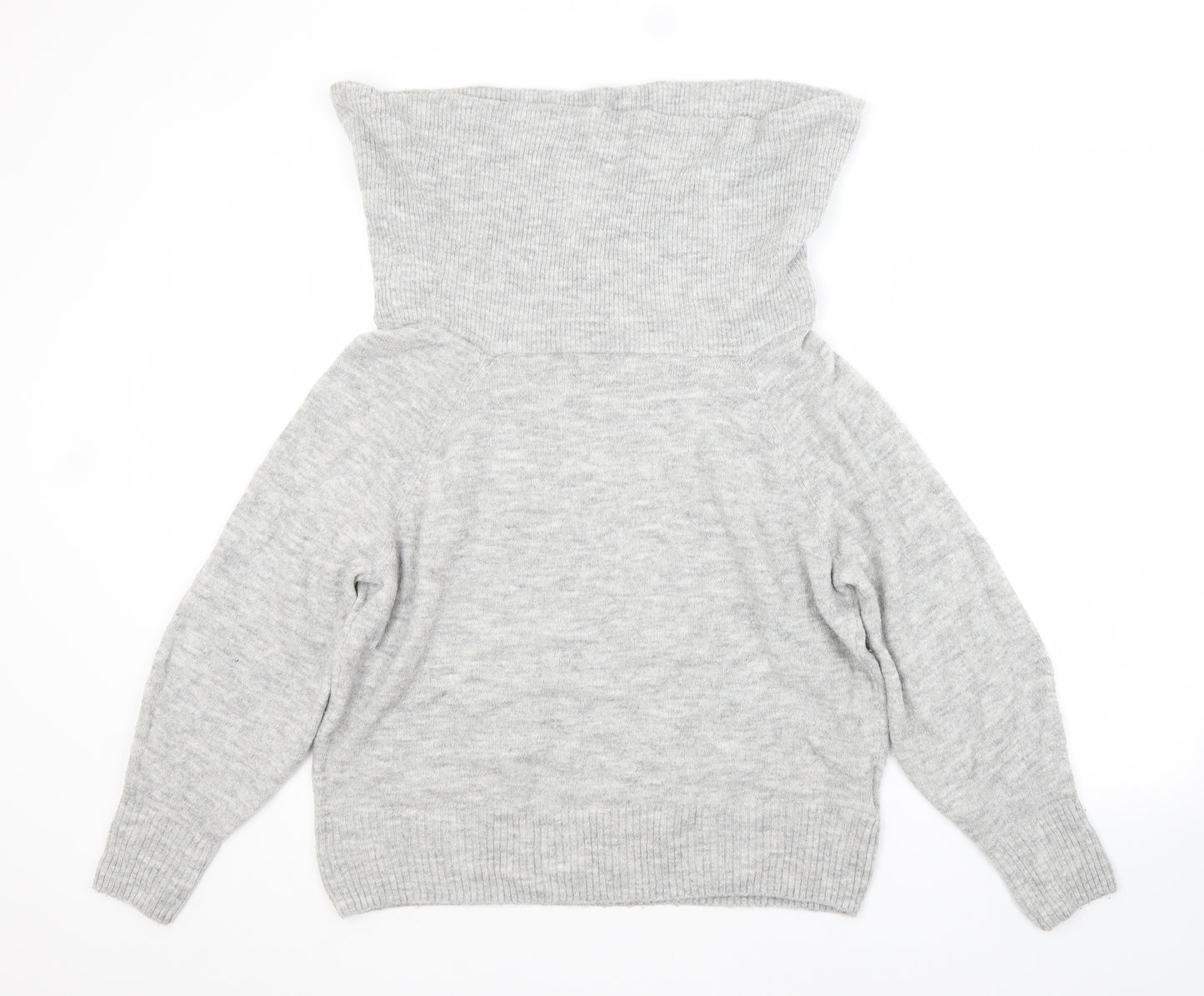 H&M Womens Grey Roll Neck  Acrylic Pullover Jumper Size M
