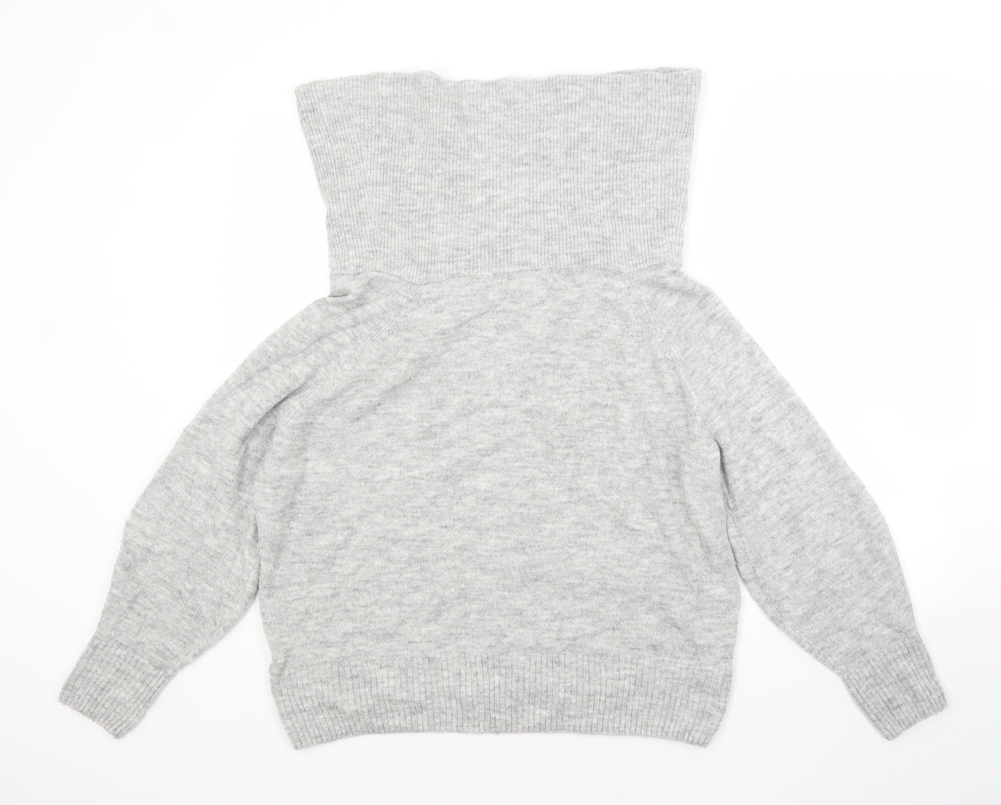 H&M Womens Grey Roll Neck  Acrylic Pullover Jumper Size M