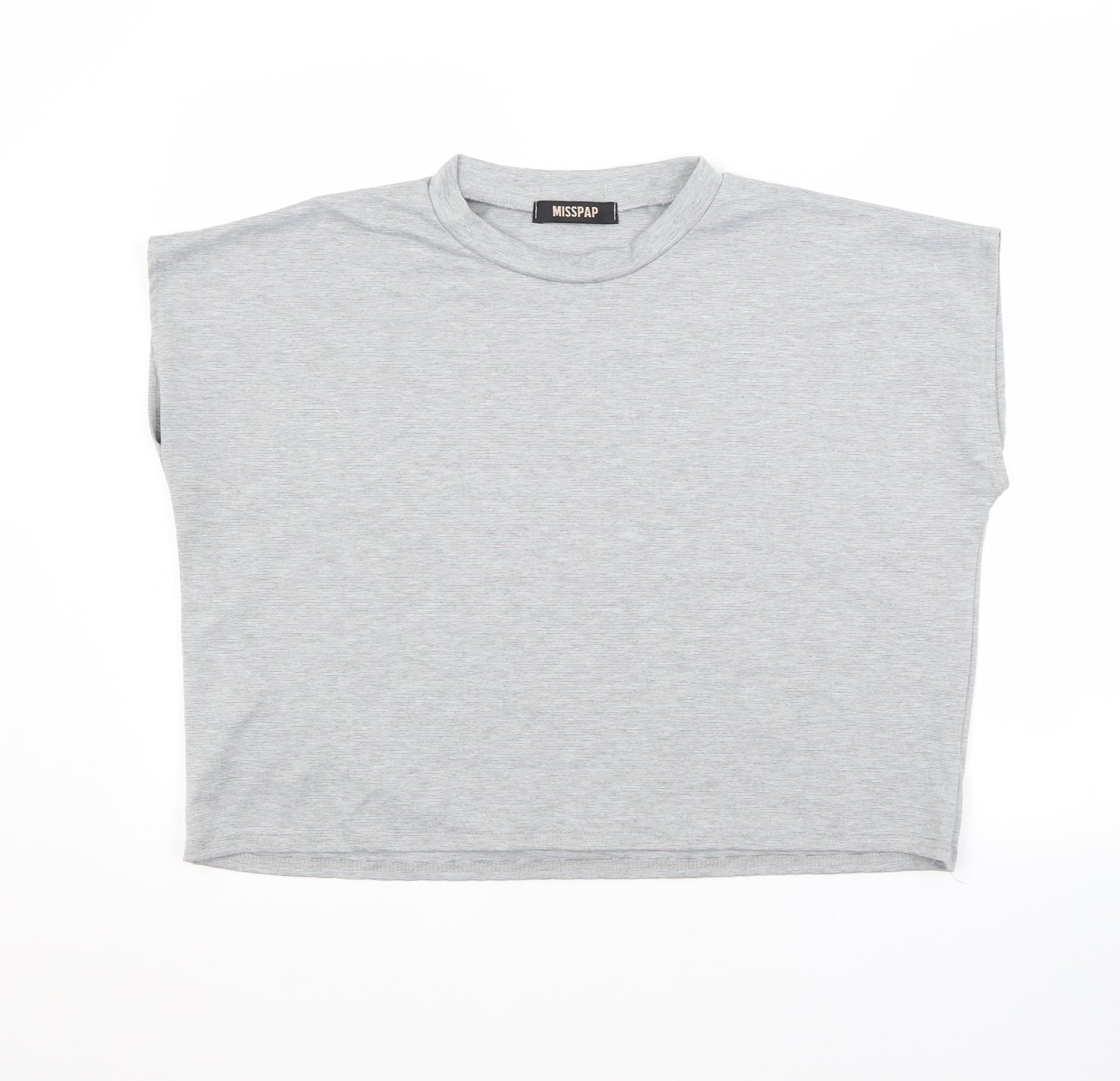 Misspap Womens Grey  Polyester Basic Blouse Size M Crew Neck