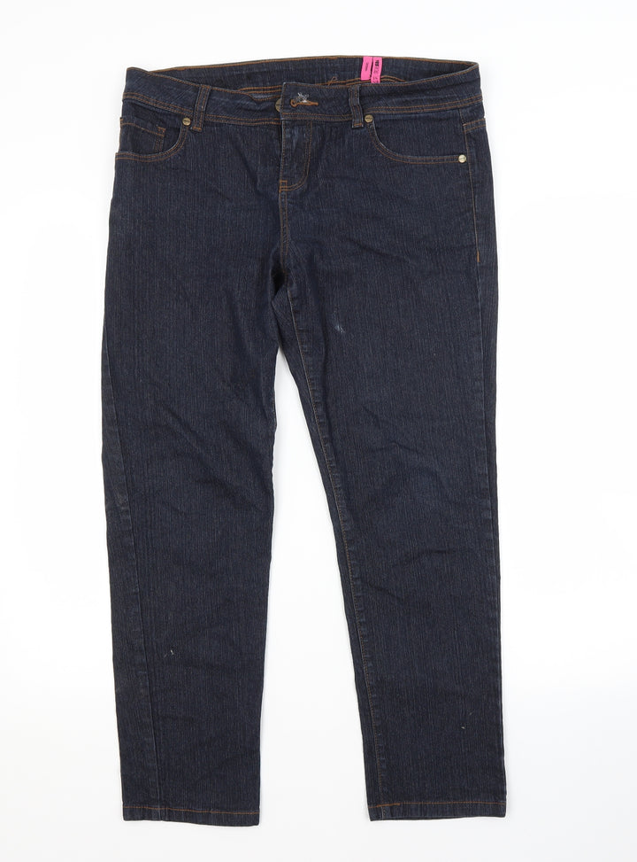 YES Womens Blue  Cotton Skinny Jeans Size 14 L26 in Regular