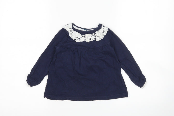 Crafted Girls Blue  Cotton T-Shirt Dress  Size 12-18 Months Round Neck