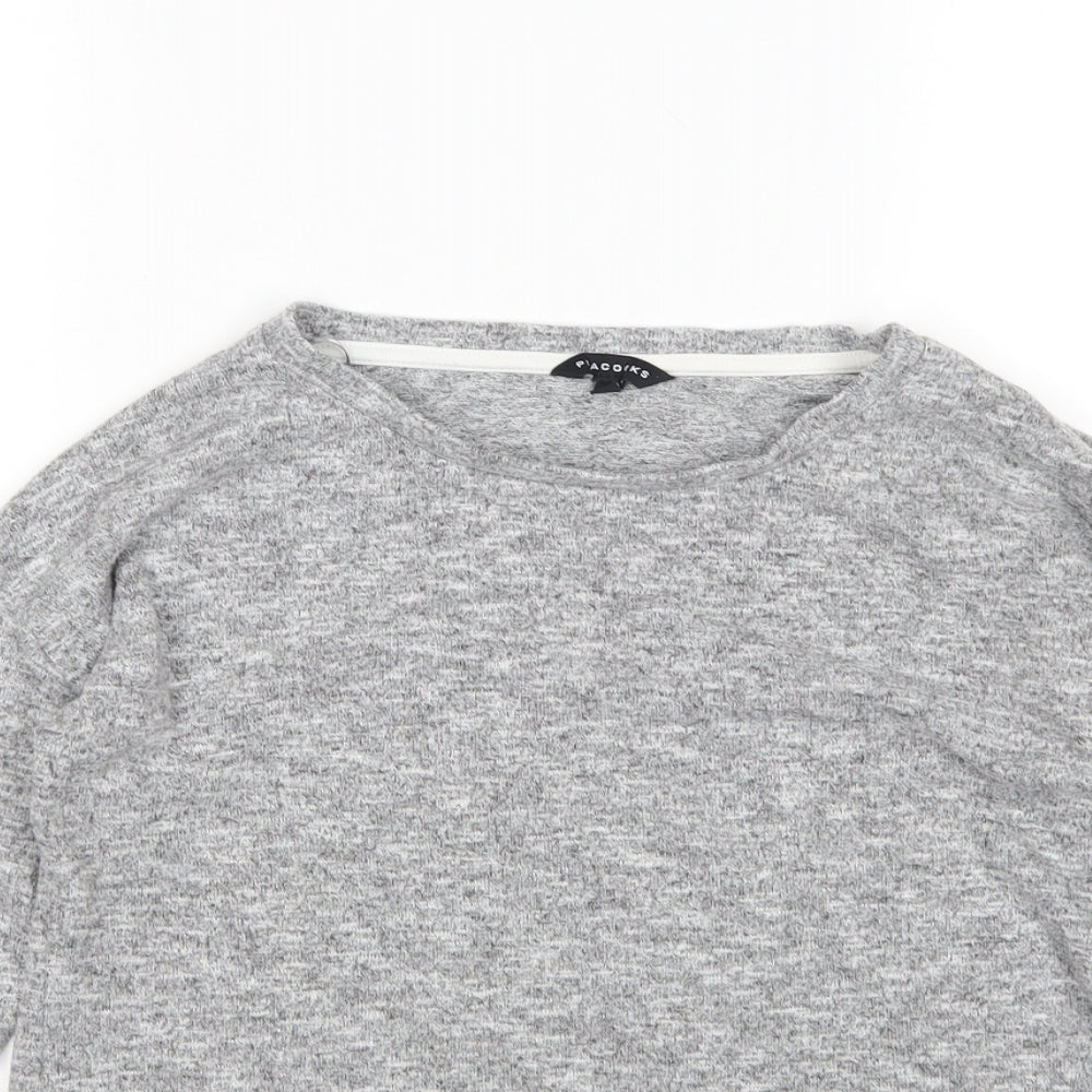 Peacocks Womens Grey Round Neck  Polyester Pullover Jumper Size 6