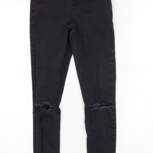 Topshop Womens Black  Cotton Skinny Jeans Size 25 in L28 in Regular