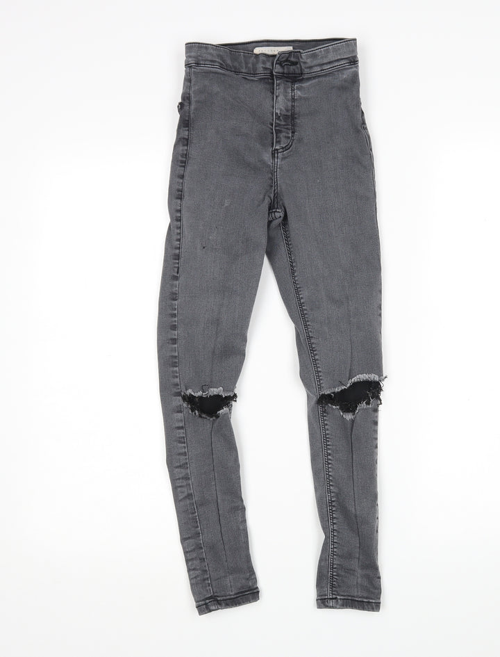 Topshop Womens Grey  Cotton Skinny Jeans Size 24 in L28 in Regular