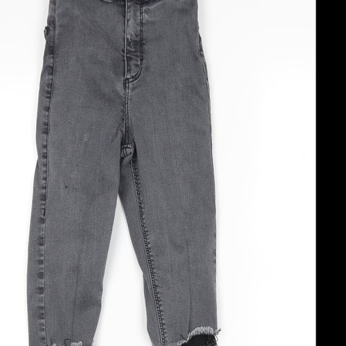 Topshop Womens Grey  Cotton Skinny Jeans Size 24 in L28 in Regular