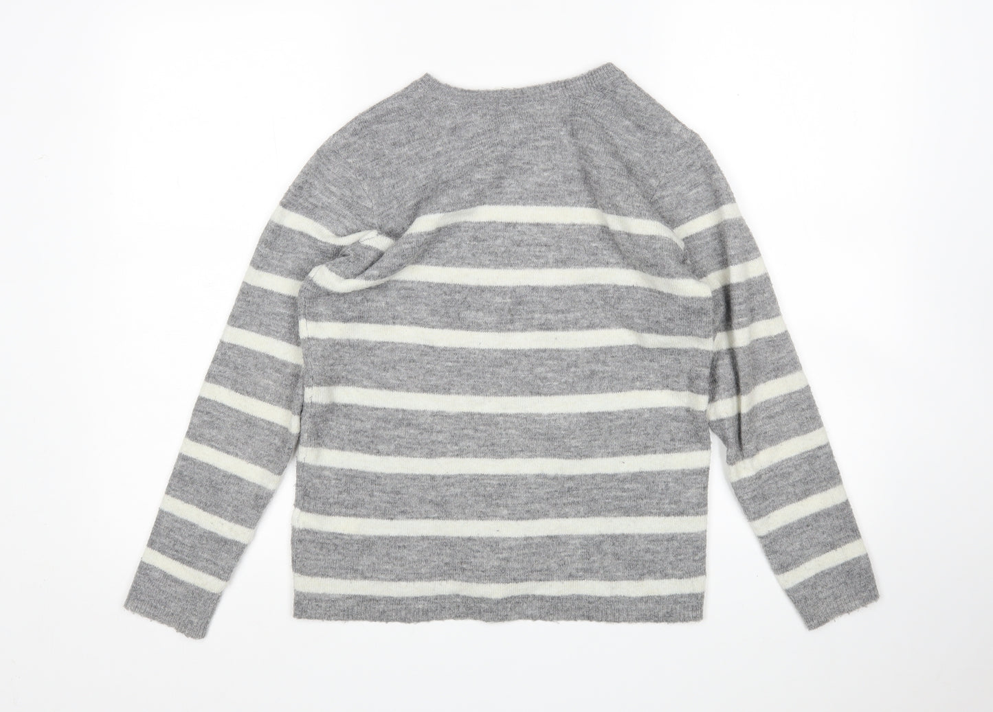 H&M Girls Multicoloured Round Neck Striped Acrylic Pullover Jumper Size 13-14 Years