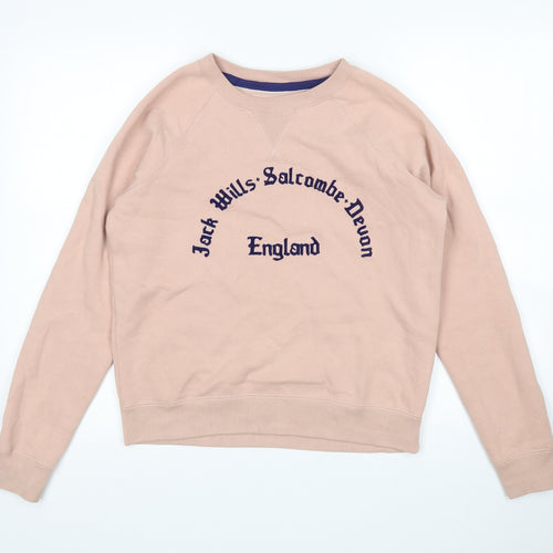 Jack Wills Womens Pink  Cotton Pullover Sweatshirt Size 6