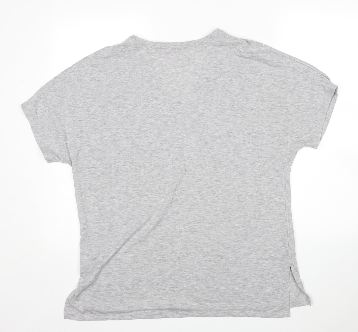 Papaya Womens Grey  Polyester Basic T-Shirt Size L V-Neck