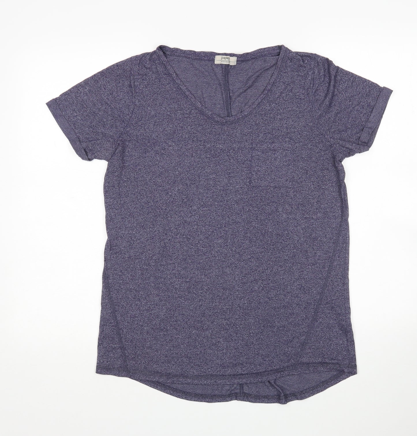 Papaya Womens Blue  Viscose Basic T-Shirt Size M Round Neck